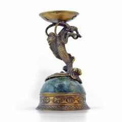 Бронзовый подсвечник «Козерог» на камне для интерьера дома