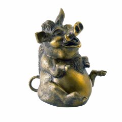 Бронзовая статуэтка «Веселый свин» в подарок коллекционеру