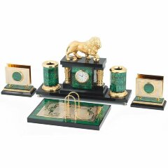 Настольный набор «Лев» (малахит)