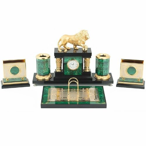 Настольный набор «Лев» (малахит)