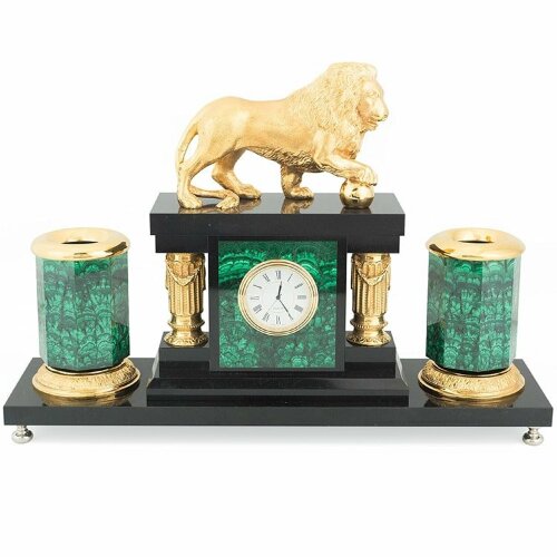 Настольный набор «Лев» (малахит)