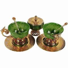 Чайный сервиз «Бабочки» из нефрита