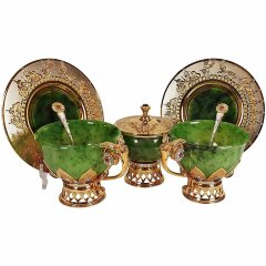 Чайный сервиз «Бабочки» из нефрита