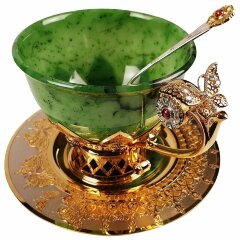 Чайный сервиз «Бабочки» из нефрита