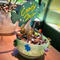 Праздничная чаша «CANDY BAR» из мятного художественного стекла