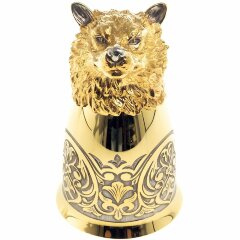 Позолоченная стопка перевёртыш «Волк» в подарочном футляре