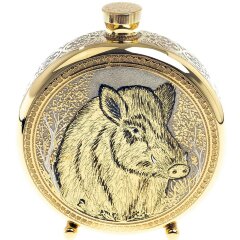 Металлическая фляжка «Кабан» с тремя стопками перевертышами