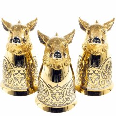 Металлическая фляжка «Кабан» с тремя стопками перевертышами