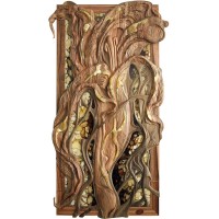 Интерьерное панно «Флора» из ценных пород древесины и янтаря