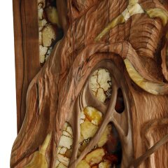 Интерьерное панно «Флора» из ценных пород древесины и янтаря
