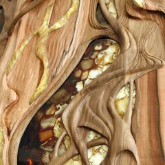 Интерьерное панно «Флора» из ценных пород древесины и янтаря