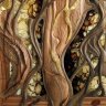Интерьерное панно «Флора» из ценных пород древесины и янтаря