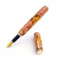 Подарочная перьевая ручка «Статус» из капа берёзы и янтаря