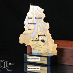 Наградные бизнес сувениры «Карта достижений» с логотипом компании