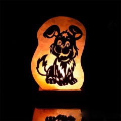 Настольный светильник из каменной соли «Собачка» в подарок мальчику