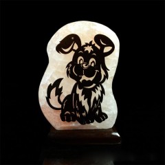 Настольный светильник из каменной соли «Собачка» в подарок мальчику