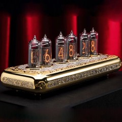 Ламповые часы «Оазис времён» в позолоченном корпусе (теплое ламповое свечение)