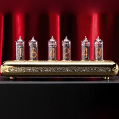 Ламповые часы «Оазис времён» в позолоченном корпусе (теплое ламповое свечение)