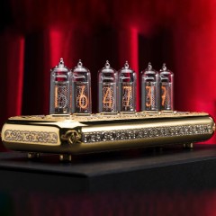 Ламповые часы «Оазис времён» в позолоченном корпусе (теплое ламповое свечение)