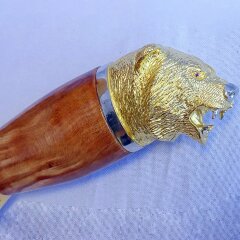 Охотничий нож «Бурый медведь» с позолоченным клинком