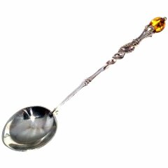 Серебряная ложечка «Принц» с янтарем