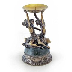 Бронзовый подсвечник «Близнецы» на камне для декора дома