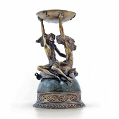 Бронзовый подсвечник «Близнецы» на камне для декора дома