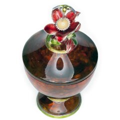 Янтарная шкатулка «Колибри» с серебром