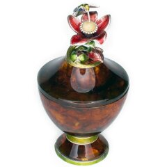 Янтарная шкатулка «Колибри» с серебром