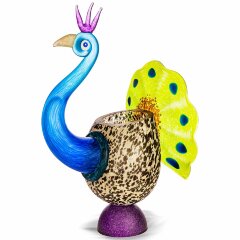 Эксклюзивная ваза для цветов «Павлин» из художественного стекла