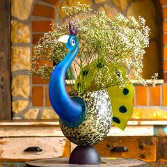 Эксклюзивная ваза для цветов «Павлин» из художественного стекла