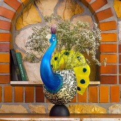 Эксклюзивная ваза для цветов «Павлин» из художественного стекла