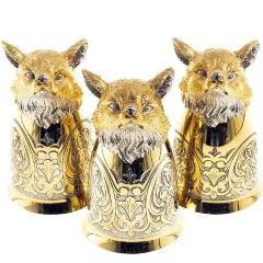 Металлическая фляжка «Лиса» с тремя стопками перевертышами