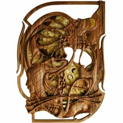 Интерьерное резное панно «Мироздание» из ценных пород древесины и янтаря