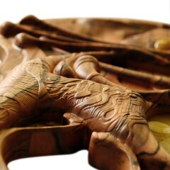 Интерьерное резное панно «Мироздание» из ценных пород древесины и янтаря