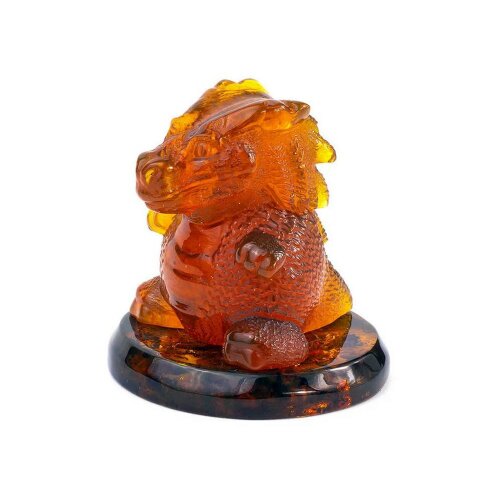 Резная фигурка из цельного янтаря «Дракончик» в подарок к новому 2024 году