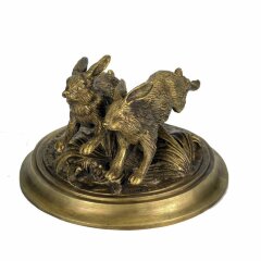 Бронзовая композиция «Бегущие зайцы» в подарок охотнику