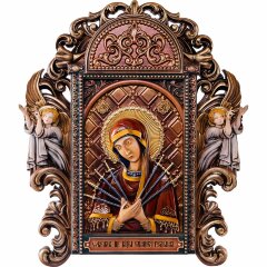 Большая резная икона «Семистрельная» в подарок христианскому дому