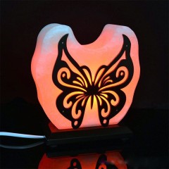 Настольный светильник из каменной соли «Бабочка» в подарок для девочки