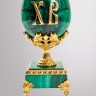Малахитовое яйцо «Пасхальное торжество ХВ» с позолоченным декором в подарок к пасхе