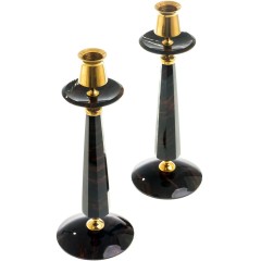 Пара церковных подсвечников «Грани» из вулканического камня обсидиан