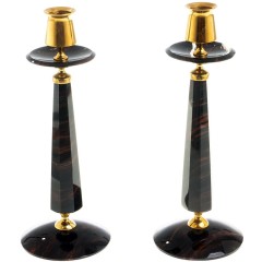 Пара церковных подсвечников «Грани» из вулканического камня обсидиан