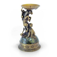 Бронзовый подсвечник «Телец» на камне для интерьера дома