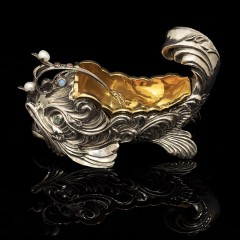 Серебряная посуда для икры «Золотая рыбка» — изысканные аксессуары для праздничного стола