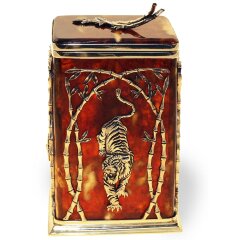 Янтарная коробочка для чая ручной работы «Тигр» — как символ 2022 года и новогодний сувенир в подарочной упаковке