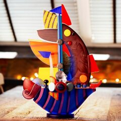 Эксклюзивный сувенир «Корабль» из цветного художественного стекла