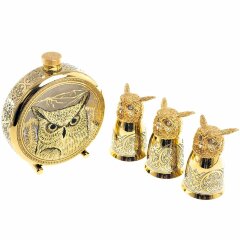 Металлическая фляжка «Филин» с тремя стопками перевертышами