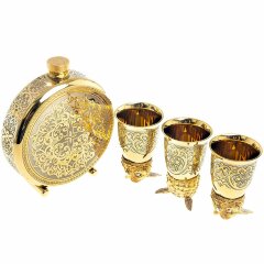 Металлическая фляжка «Филин» с тремя стопками перевертышами