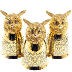 Металлическая фляжка «Филин» с тремя стопками перевертышами