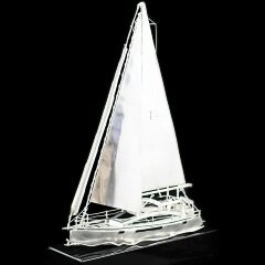 Серебряная копия яхты «Jeanneau Cornetta» в подарочном футляре — Премиум подарки